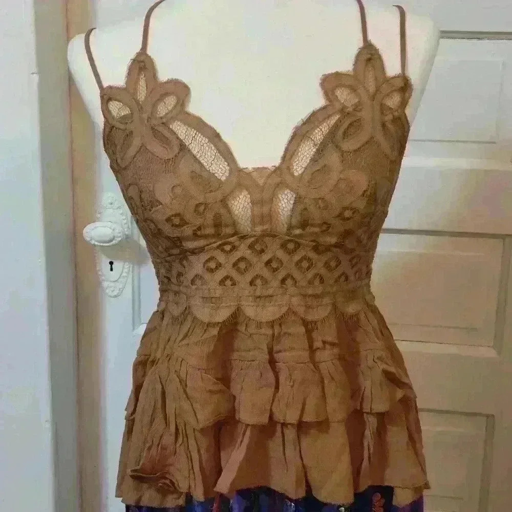 Crochet Lace Peplum Cami Top